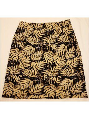 ST. JOHN Collection by Marie Gray Wool Blend Skirt Size-6 Multicolor Leaf Print